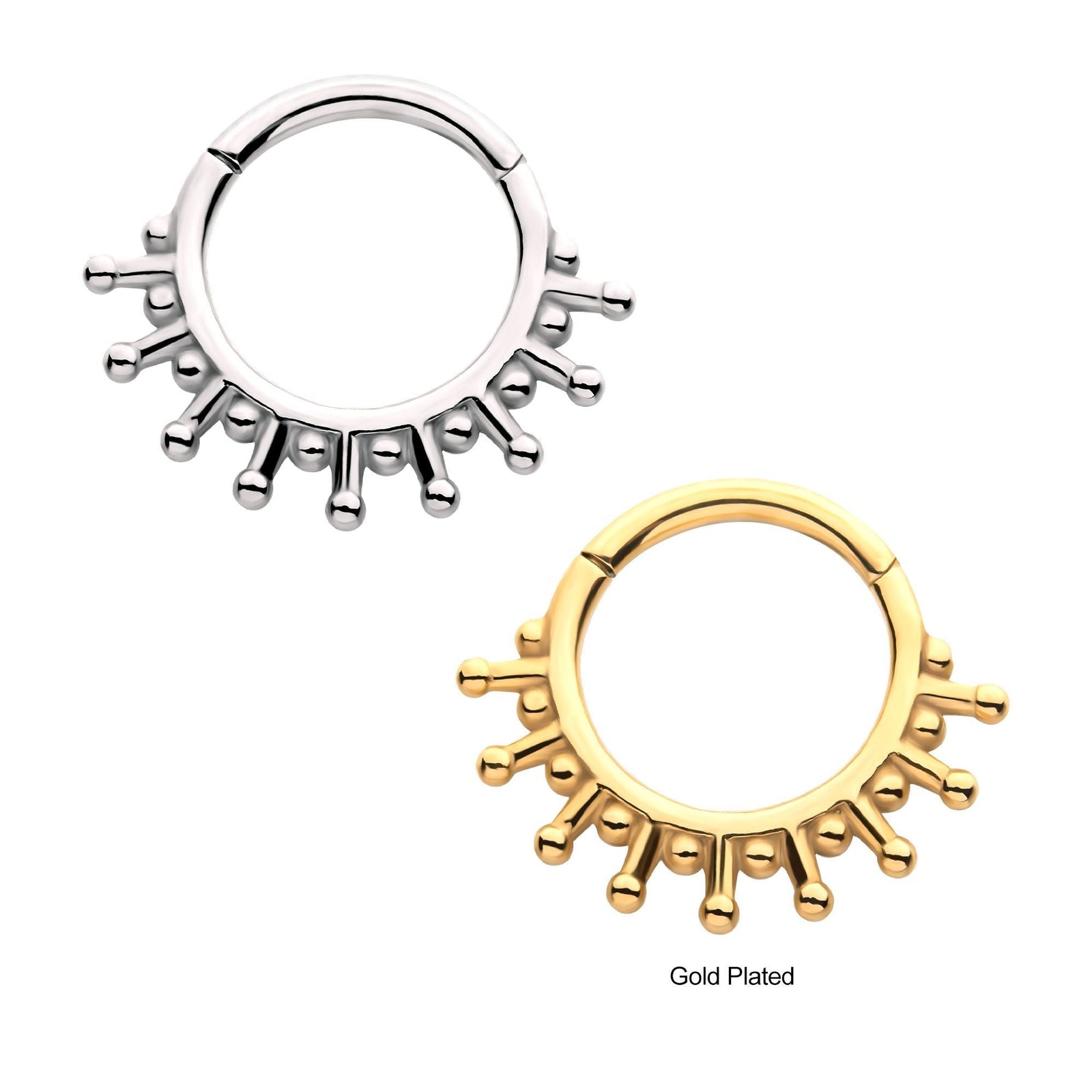 Clicker - Cartilage | Septum Surgical Steel Sun Rays Front Facing Hinged Segment Clicker - 1 Piece -Rebel Bod-RebelBod
