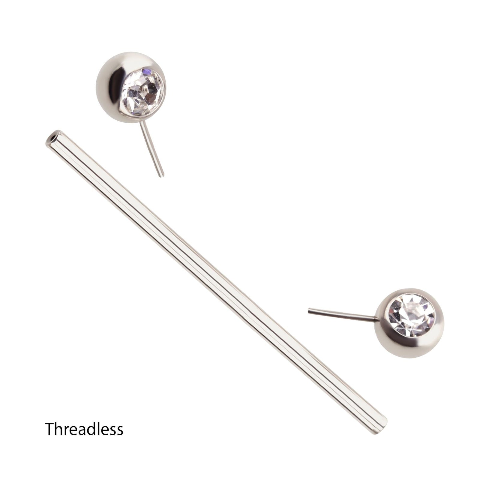 Indistrial Barbell Surgical Steel Threadless Side Facing CZ/Opal Industrial Barbell -Rebel Bod-RebelBod