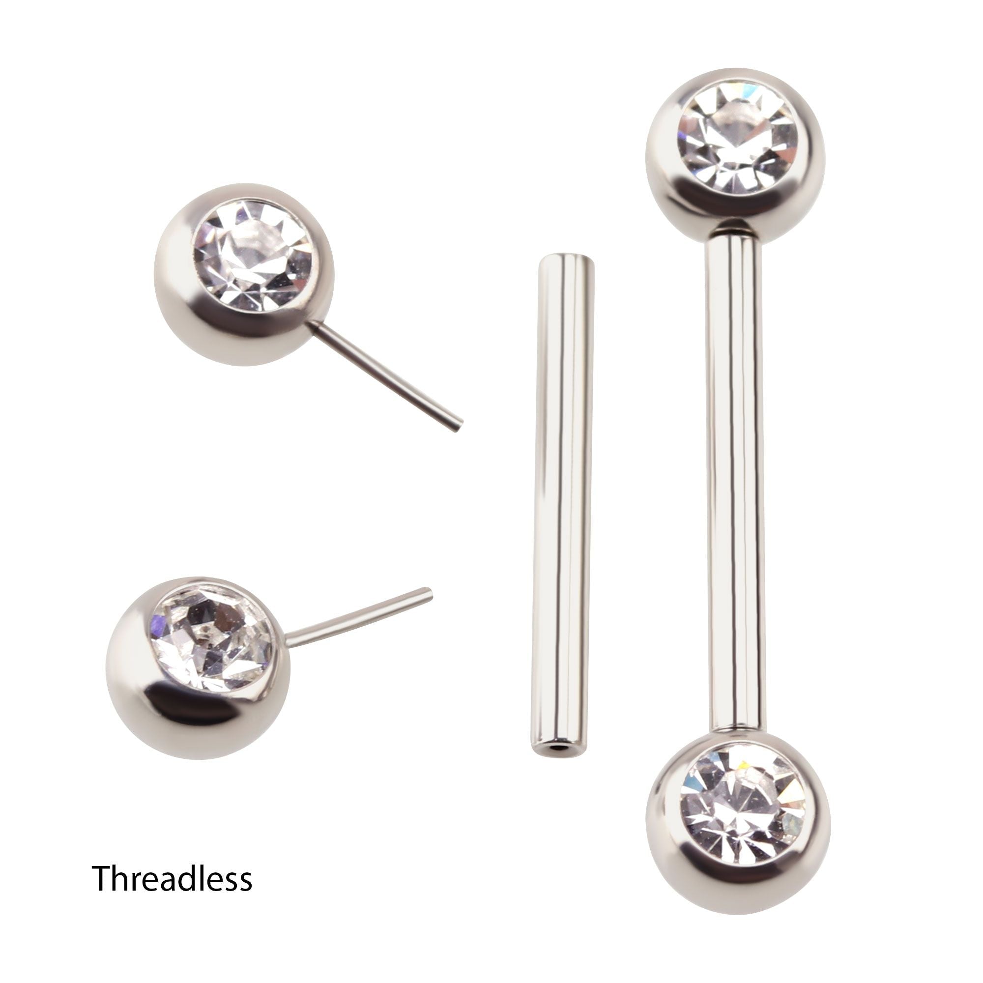 Surgical Steel Threadless Side Facing CZ/Opal Nipple Barbell -Rebel Bod-RebelBod