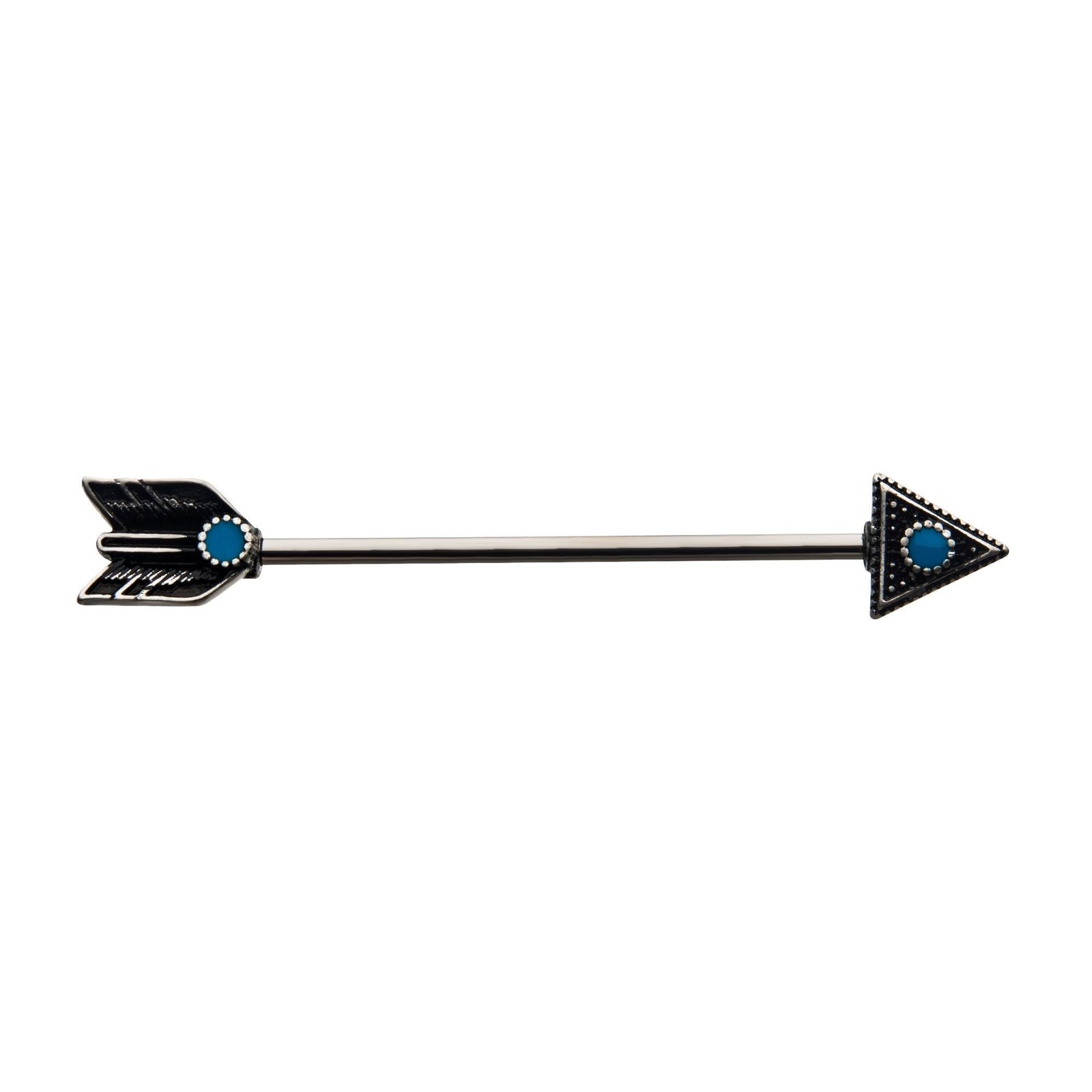 Indistrial Barbell Surgical Steel Turquoise Gem Antiqued Arrow Industrial Barbell -Rebel Bod-RebelBod