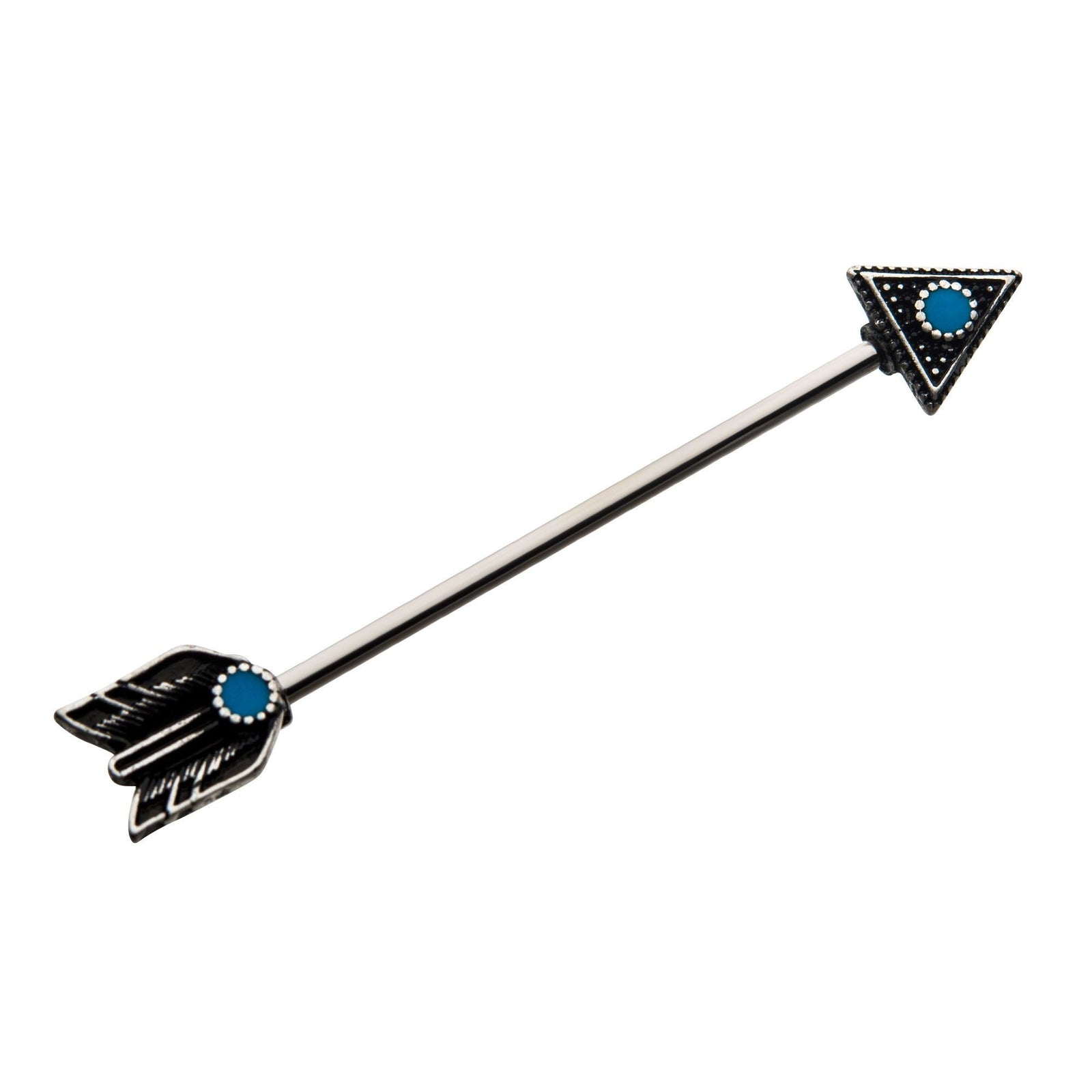 Indistrial Barbell Surgical Steel Turquoise Gem Antiqued Arrow Industrial Barbell -Rebel Bod-RebelBod