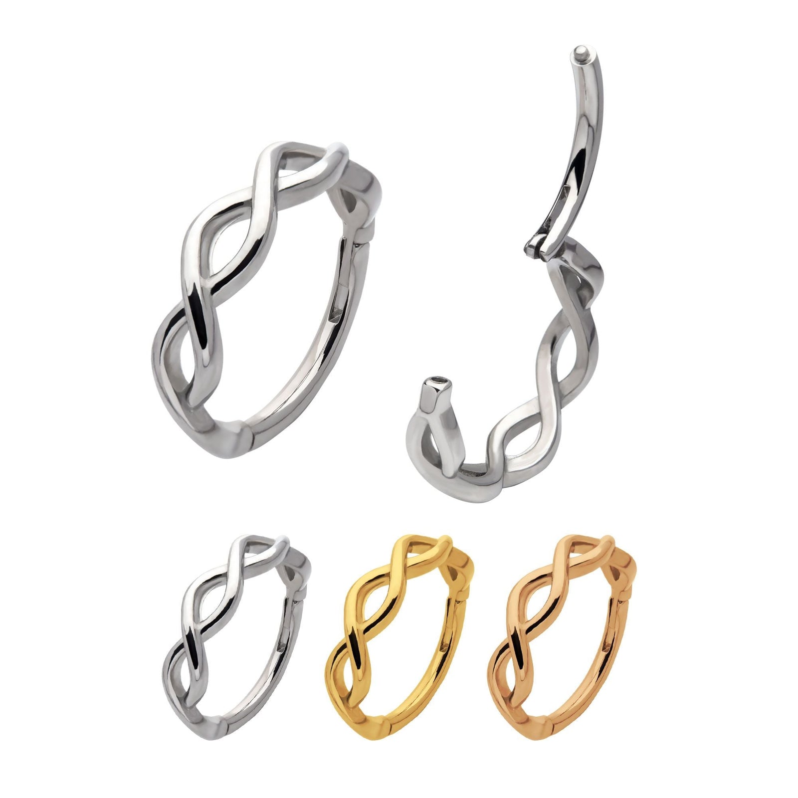 Clicker - Cartilage | Septum Surgical Steel Twisted Spiral Side Facing Hinged Segment Clicker - 1 Piece -Rebel Bod-RebelBod