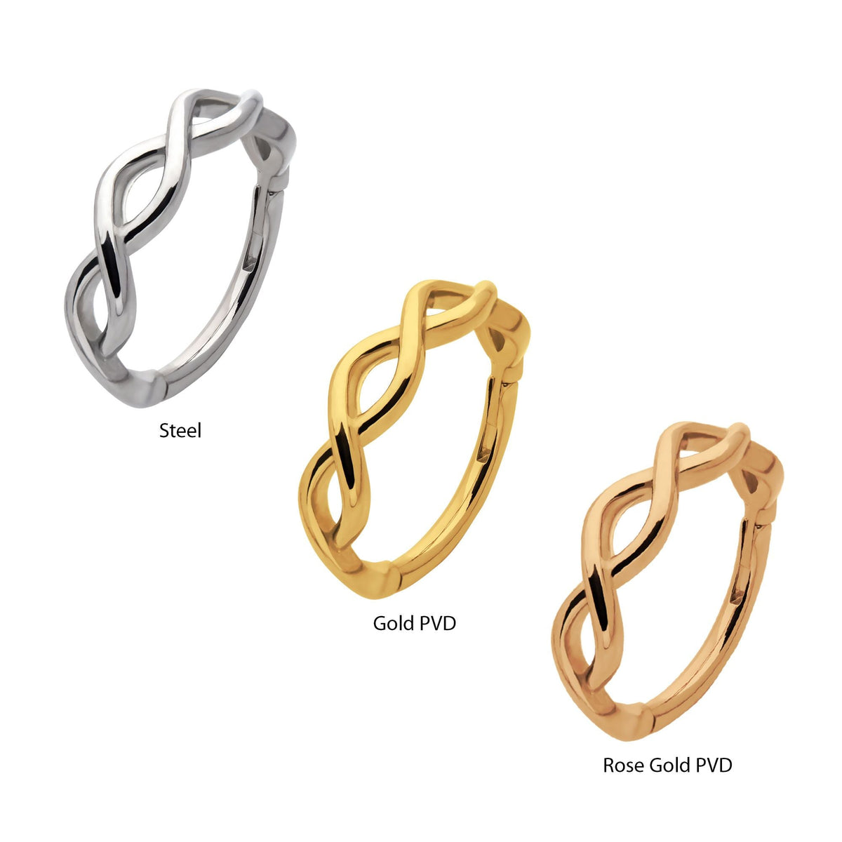 Clicker - Cartilage | Septum Surgical Steel Twisted Spiral Side Facing Hinged Segment Clicker - 1 Piece -Rebel Bod-RebelBod