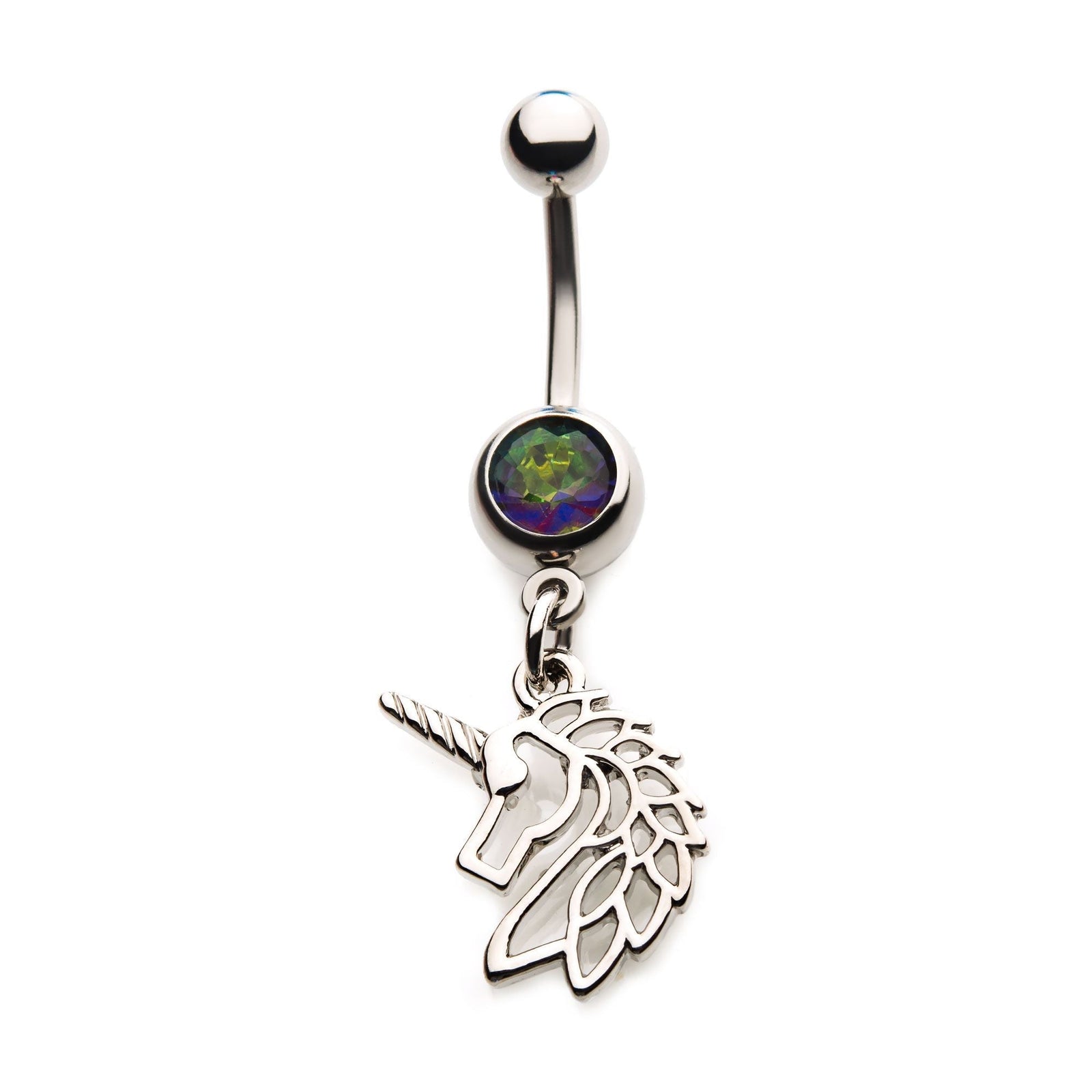 Belly Surgical Steel Vitrail Medium Unicorn Dangle Navel -Rebel Bod-RebelBod