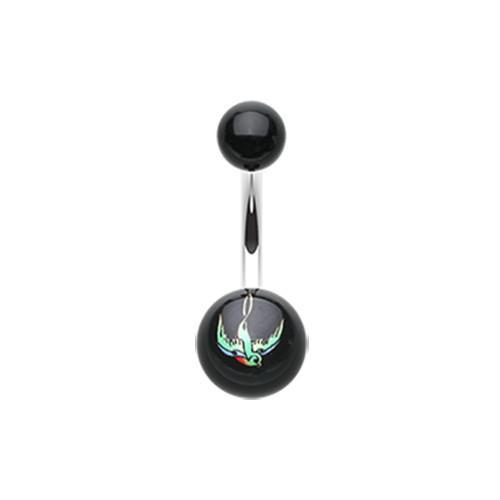 Swallow Bird Acrylic Logo Belly Button Ring