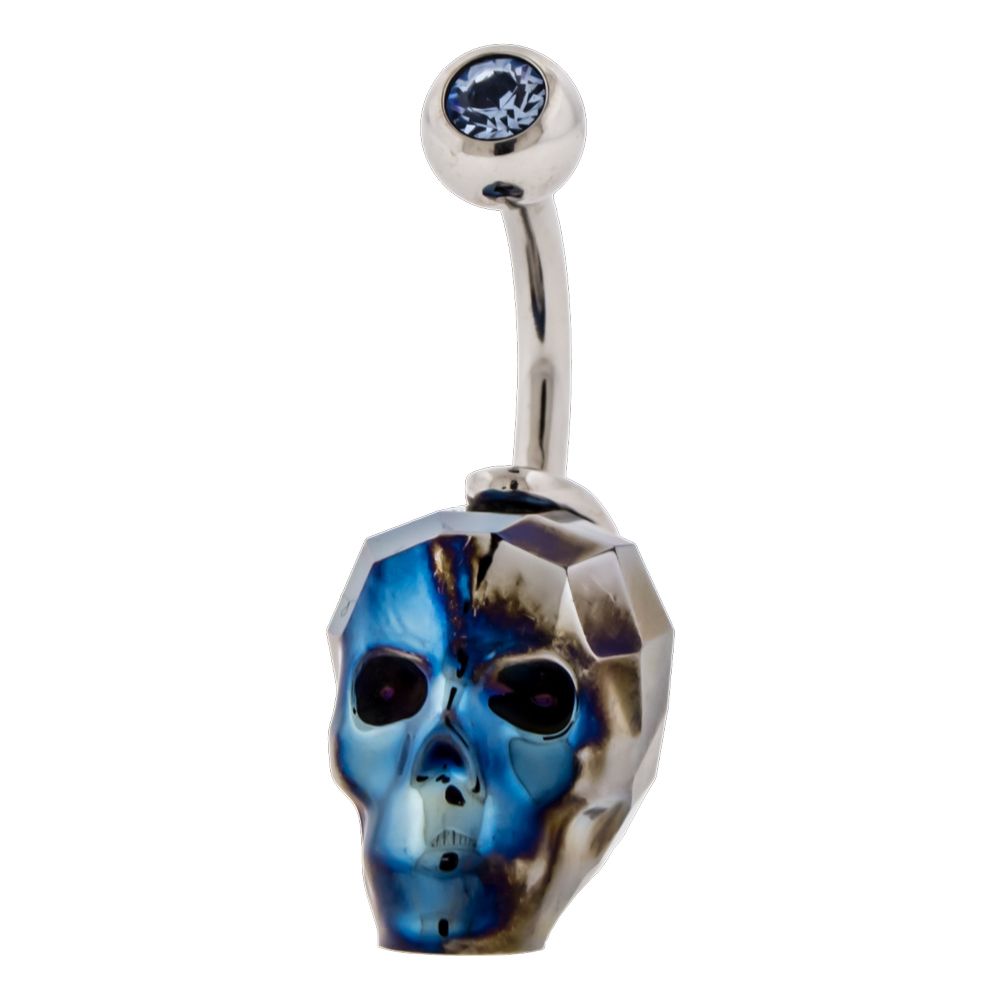 Belly Ring - No Dangle Swarovski Cut Skull Navel Ring - 1 Piece -Rebel Bod-RebelBod