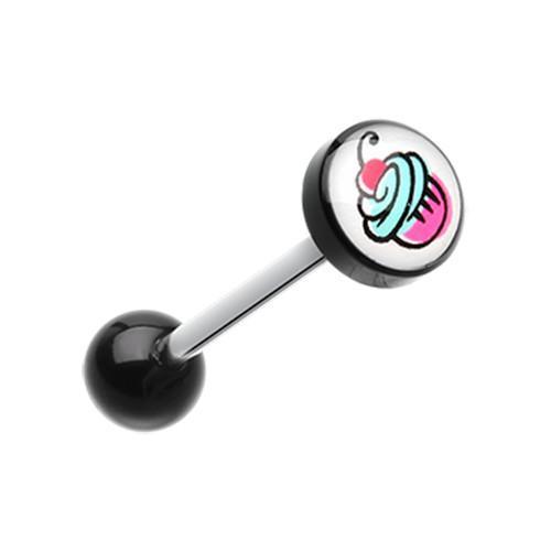 Sweet Cupcake Logo Acrylic Barbell Tongue Ring