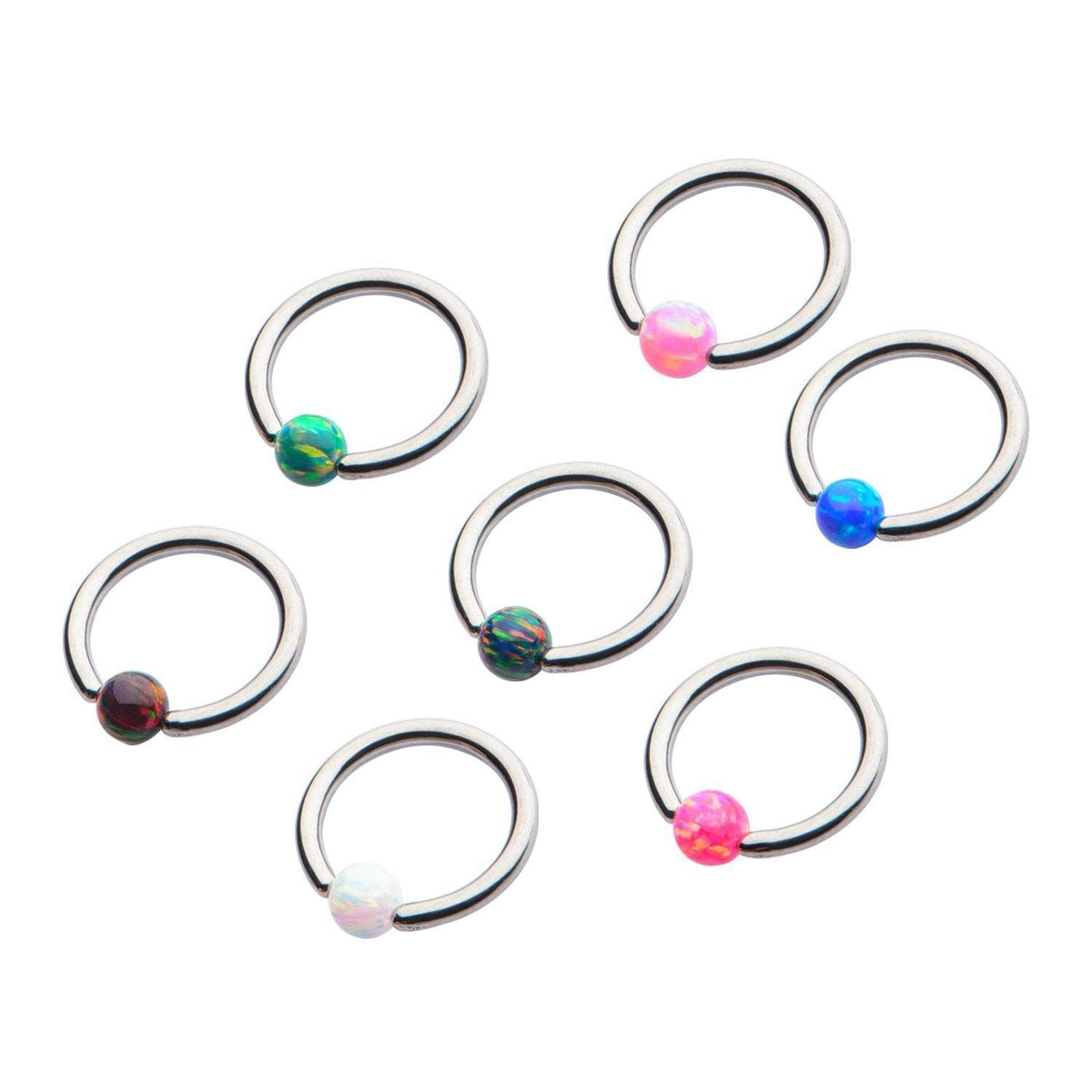 CAPTIVE BEAD RING Synthetic Opal Captive Bead Rings sbvrs421opal -Rebel Bod-RebelBod