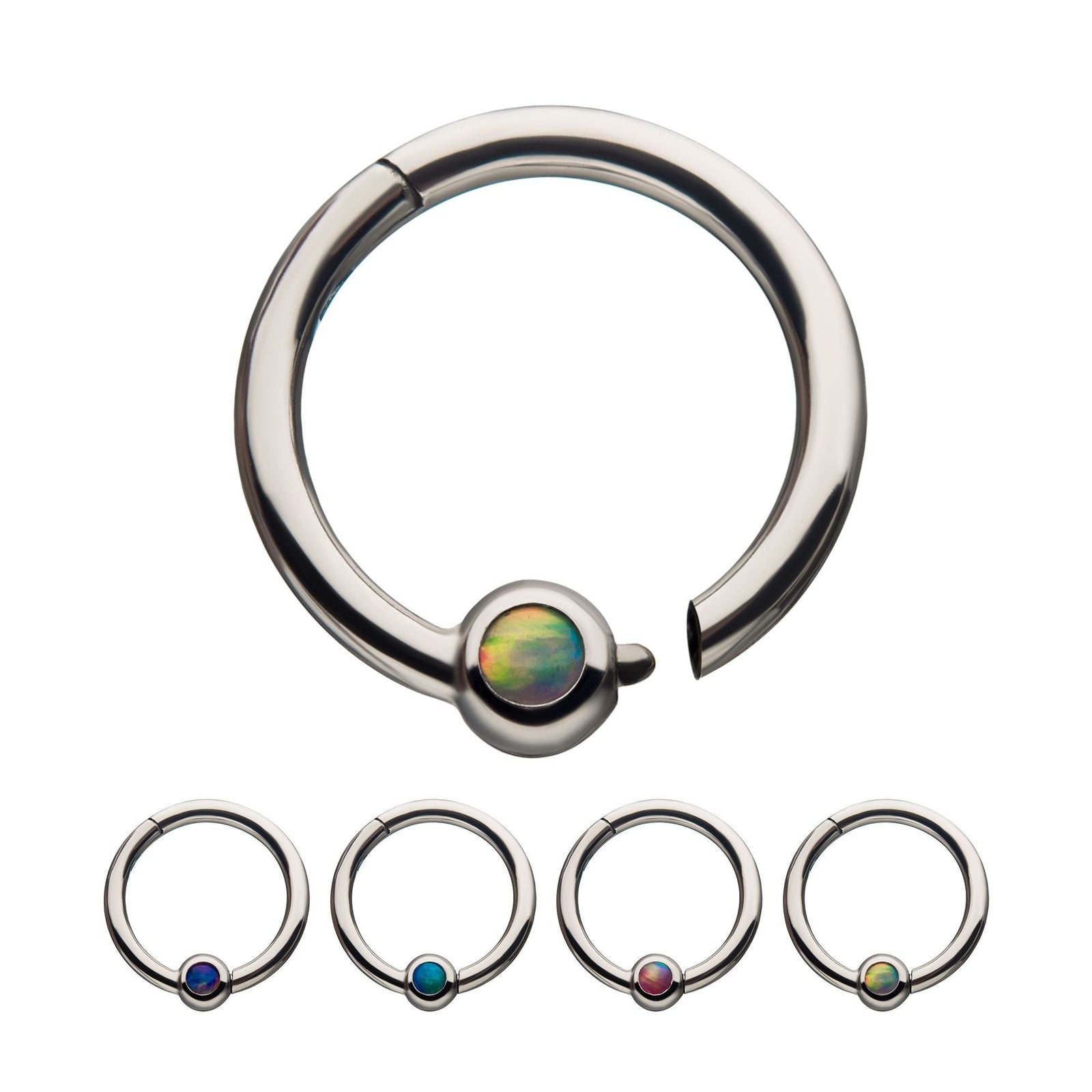 Clicker - Cartilage | Septum Synthetic Opal Hinged Segment rings - 1 Piece -Rebel Bod-RebelBod