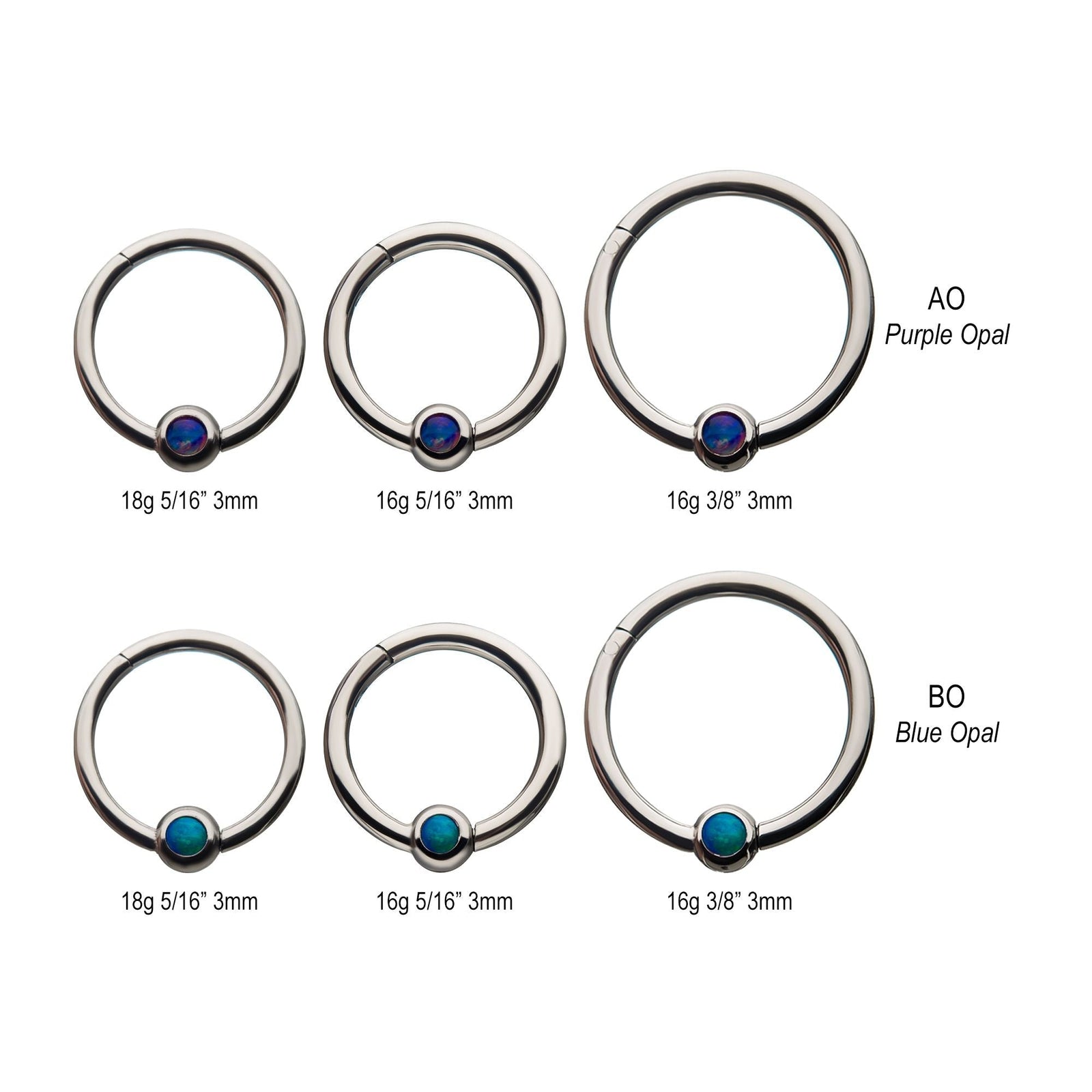 Clicker - Cartilage | Septum Synthetic Opal Hinged Segment rings - 1 Piece -Rebel Bod-RebelBod