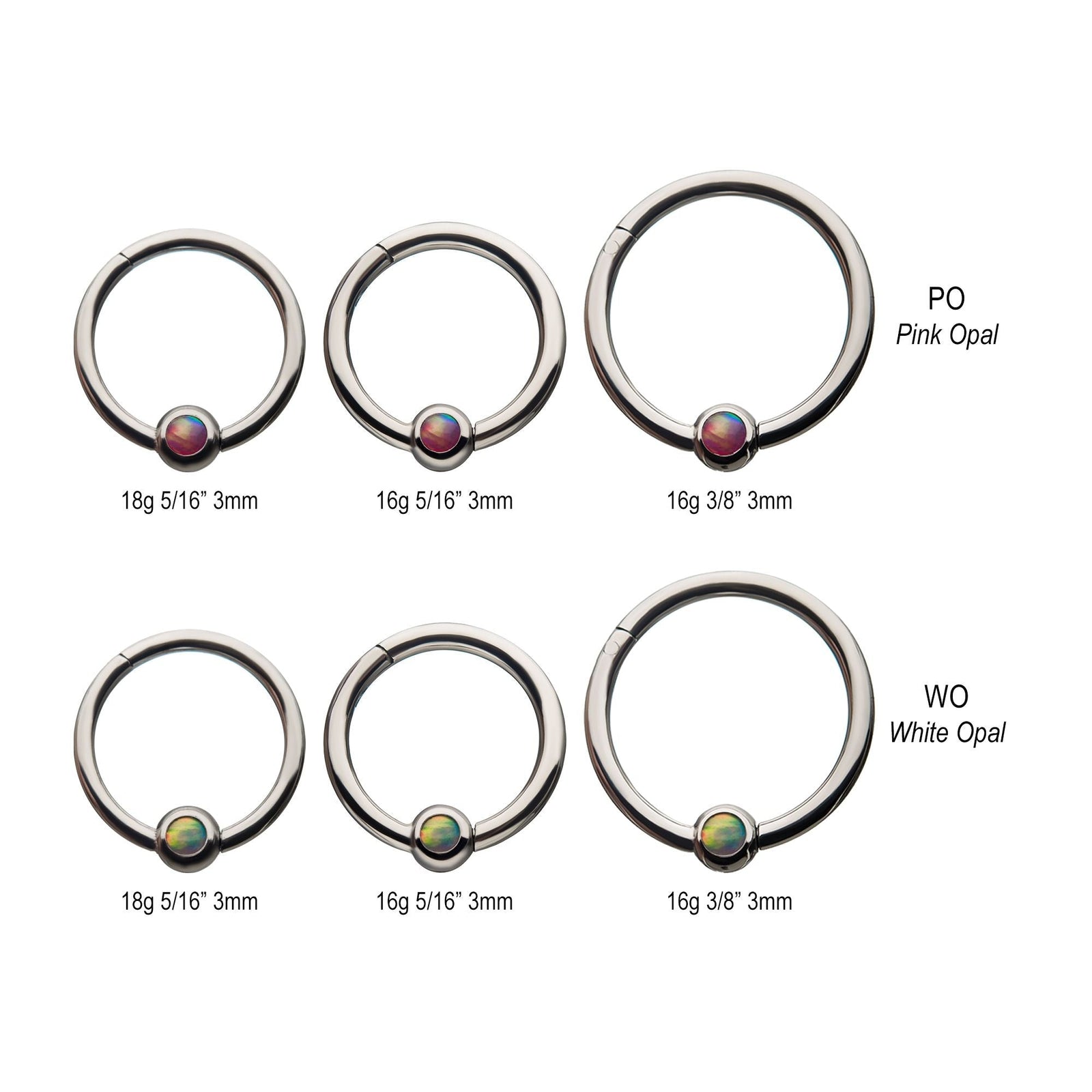 Clicker - Cartilage | Septum Synthetic Opal Hinged Segment rings - 1 Piece -Rebel Bod-RebelBod