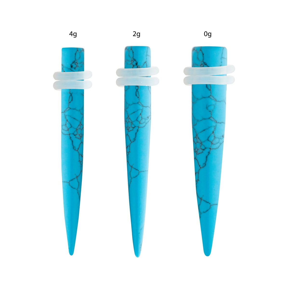 Organics Synthetic Turquoise Stone Taper Clear O-ring pstntptq-4pr -Rebel Bod-RebelBod