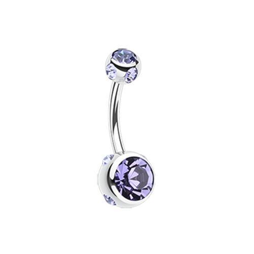 Belly Ring - No Dangle Tanzanite Aurora Gem Ball Steel Belly Button Ring -Rebel Bod-RebelBod