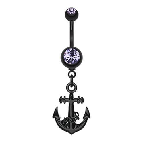 Tanzanite Black Classic Anchor Belly Button Ring