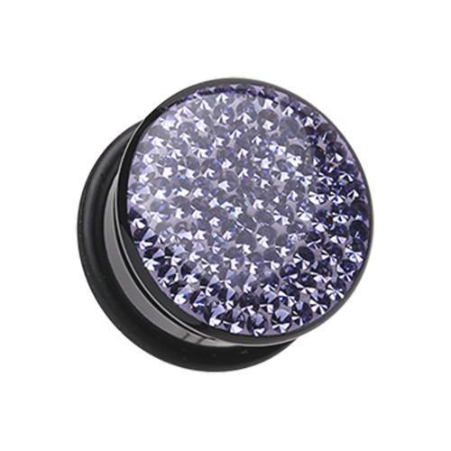 Tanzanite Brilliant Sparkles Black Body Single Flared Ear Gauge Plug - 1 Pair