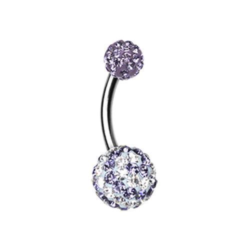 Tanzanite/Clear Dazzling Spiral Multi-Sprinkle Dot Belly Button Ring