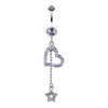 Tanzanite Curved Heart Star Sparkle Belly Button Ring