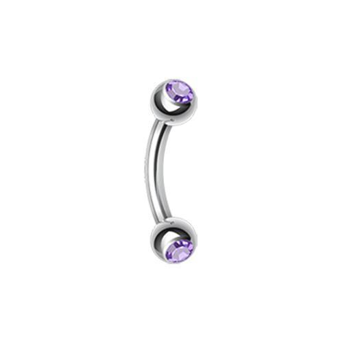 Tanzanite Double Gem Ball Curved Barbell Eyebrow Ring