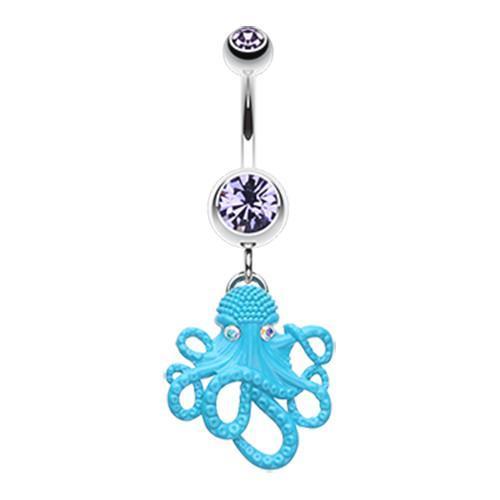 Tanzanite Evil Octopus Belly Button Ring