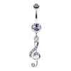 Tanzanite G Clef Music Note Sparkle Belly Button Ring