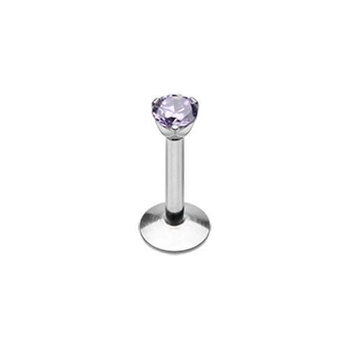 Tanzanite Gem Top Prong Set Steel Labret