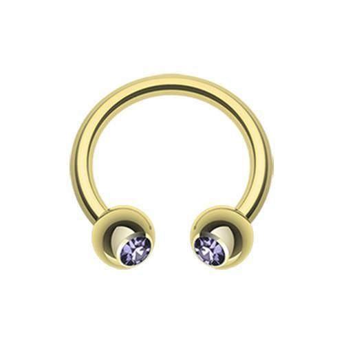 Tanzanite Gold Plated Gem Ball Horseshoe Circular Barbell