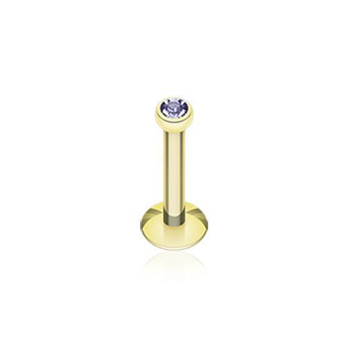 Tanzanite Gold Plated Gem Ball Internally Threaded Labret