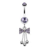 Tanzanite Jeweled Bow-Tie Bead Dangle Belly Button Ring