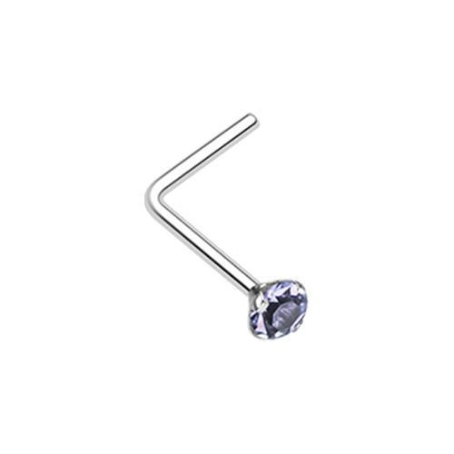 Tanzanite Prong Set Gem Top L-Shaped Nose Ring