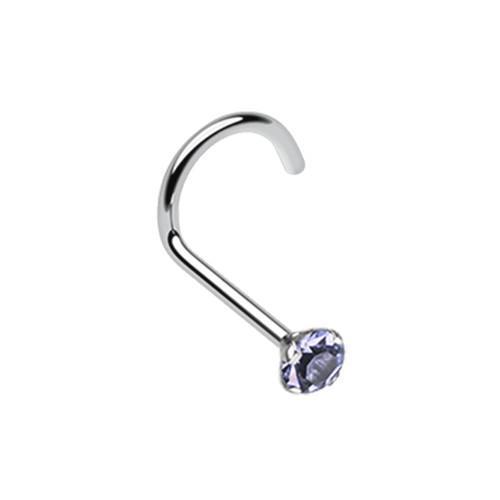 Tanzanite Prong Set Gem Top Nose Screw Ring