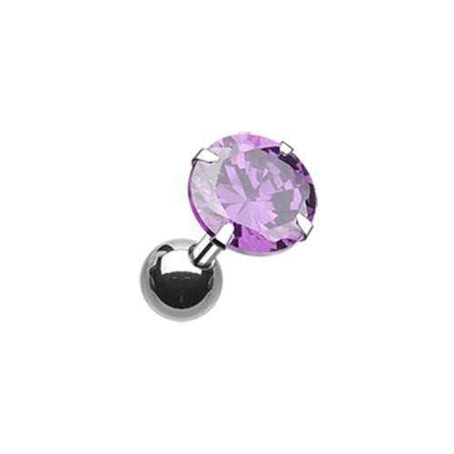 Tanzanite Round Gem Crystal Tragus Cartilage Barbell Earring - 1 Piece