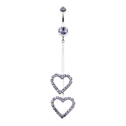 Tanzanite Shimmering Heart Flow Belly Button Ring