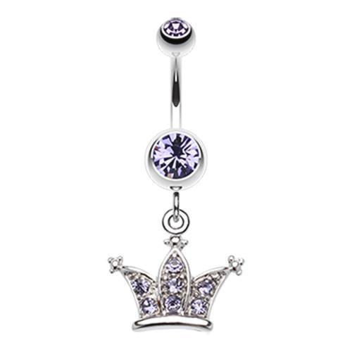 Tanzanite Shimmering Regal Crown Belly Button Ring
