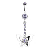 Tanzanite Shining Butterfly Belly Button Ring
