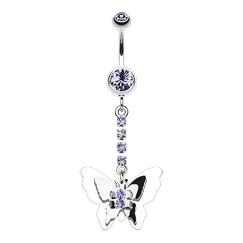 Tanzanite Shining Butterfly Belly Button Ring