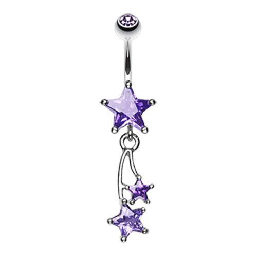 Tanzanite Shooting Star Sparkle Belly Button Ring