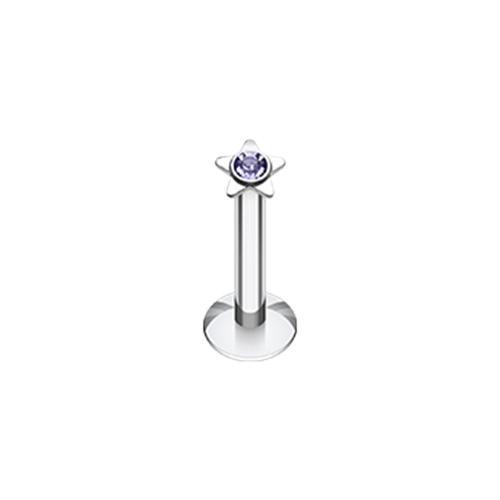 Tanzanite Sparkle Star Top Internally Threaded Labret