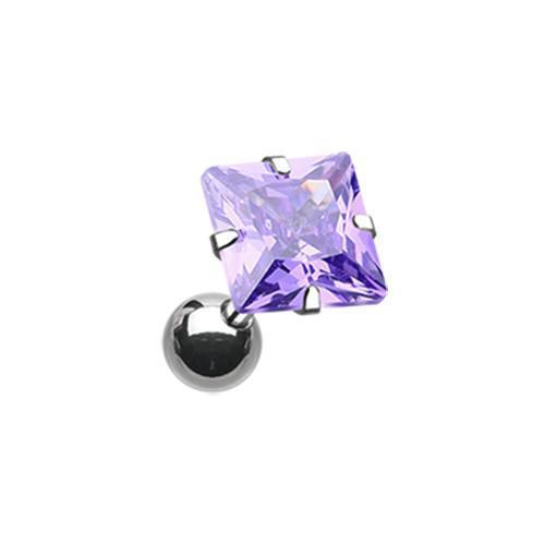 Tanzanite Square Gem Crystal Tragus Cartilage Barbell Earring - 1 Piece