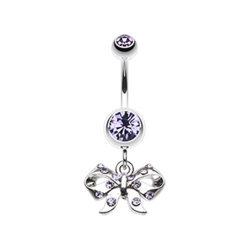 Tanzanite Twinkling Bow Belly Button Ring