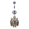 Tanzanite Vintage Owl Sparkle Belly Button Ring