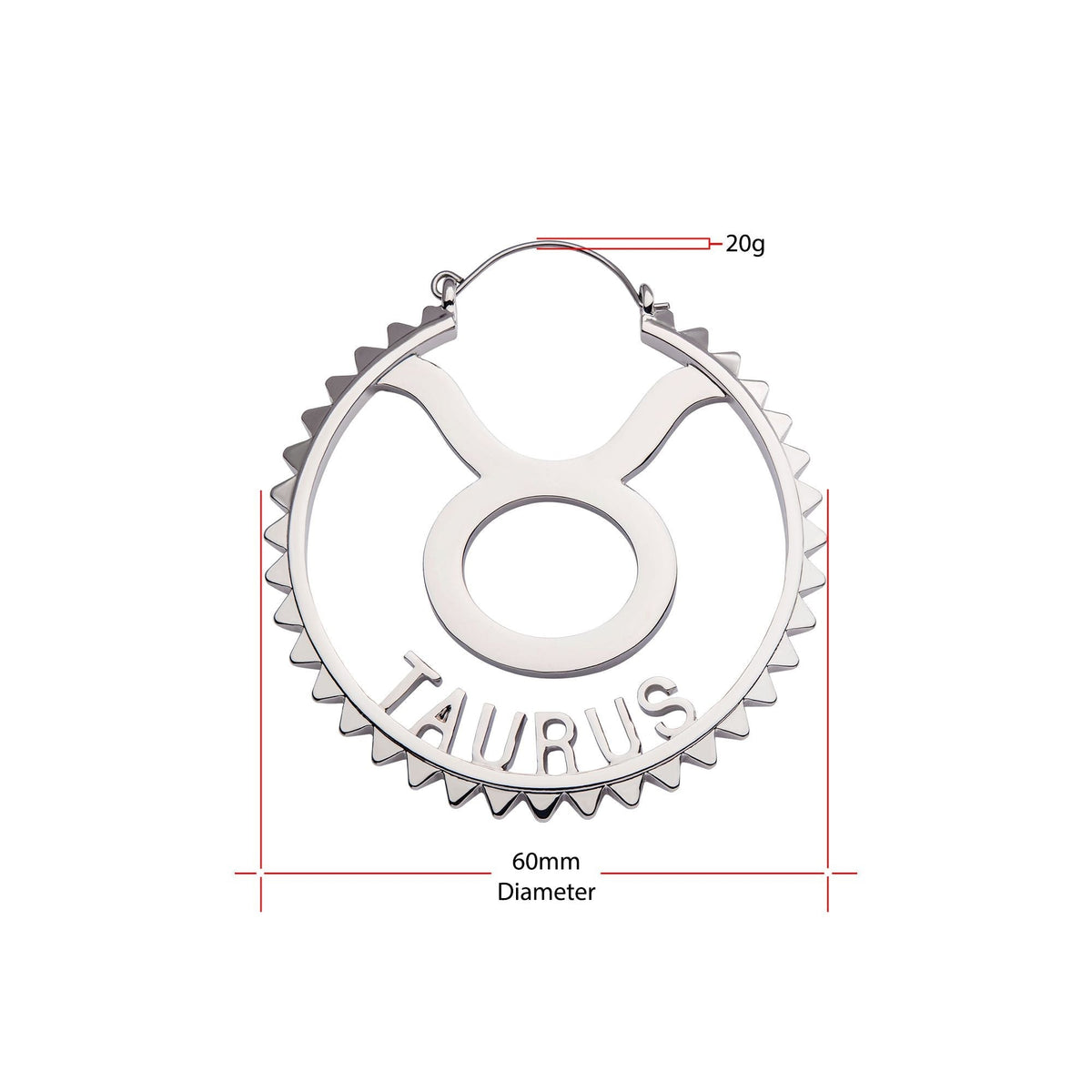 Taurus Zodiac Sign Plug Hoops -Rebel Bod-RebelBod