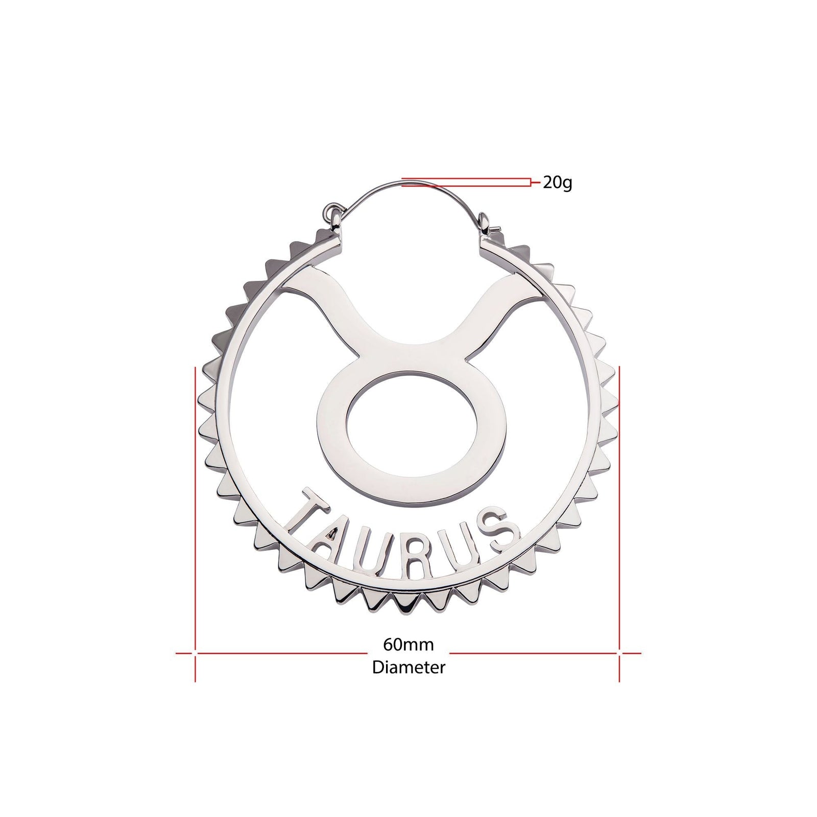 Taurus Zodiac Sign Plug Hoops -Rebel Bod-RebelBod