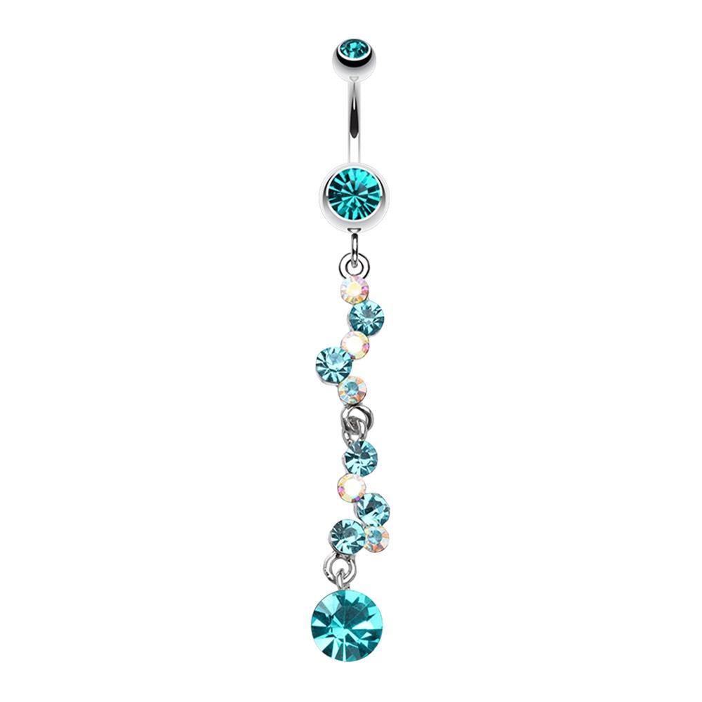 Teal/Aurora Borealis Crystal Journey Swirl Belly Button Ring