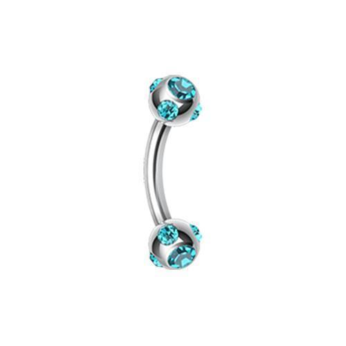 Teal Aurora Gem Ball Curved Barbell Eyebrow Ring