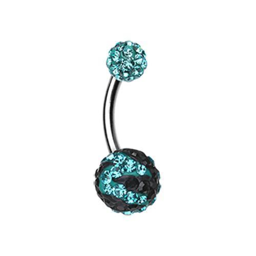 Teal/Black Majestic Stripe Multi-Sprinkle Dot Belly Button Ring