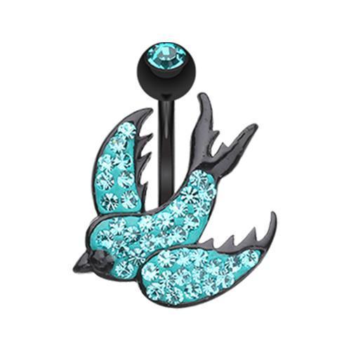 Teal Black Swallow Multi-Sprinkle Dot Belly Button Ring