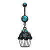 Teal Black Sweet Cupcake Belly Button Ring