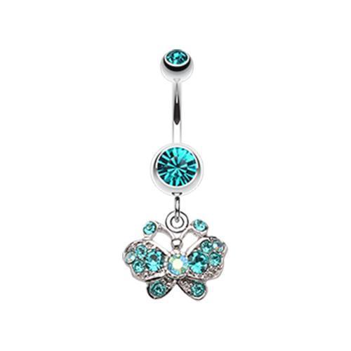 Teal Charming Butterfly Belly Button Ring - Rebel Bod