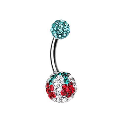 Teal/Clear Cheri Cherry Multi-Sprinkle Dot Belly Button Ring