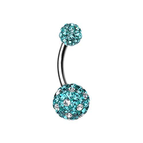Teal/Clear Polka Dot Multi-Sprinkle Dot Belly Button Ring